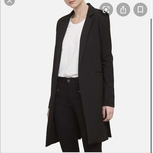Long line blazer with satin trimming